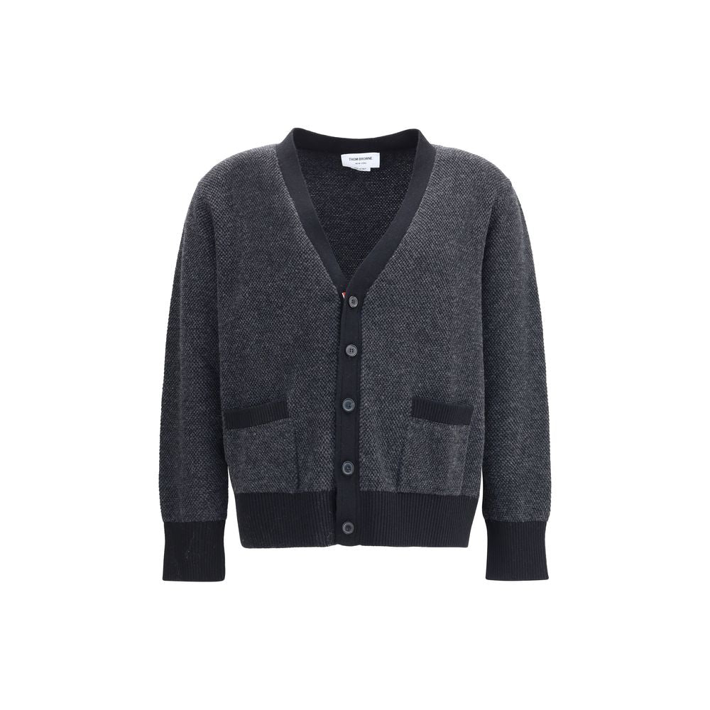 Thom Browne Schwarze Wollfleece-Strickjacke