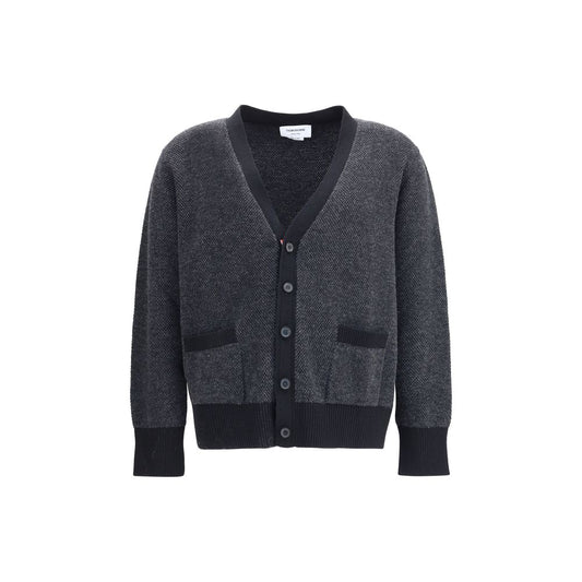 Thom Browne Schwarze Wollfleece-Strickjacke
