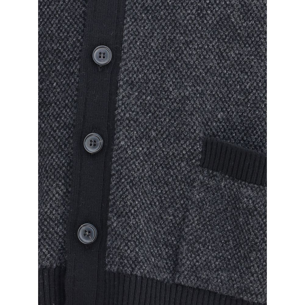 Thom Browne Schwarze Wollfleece-Strickjacke