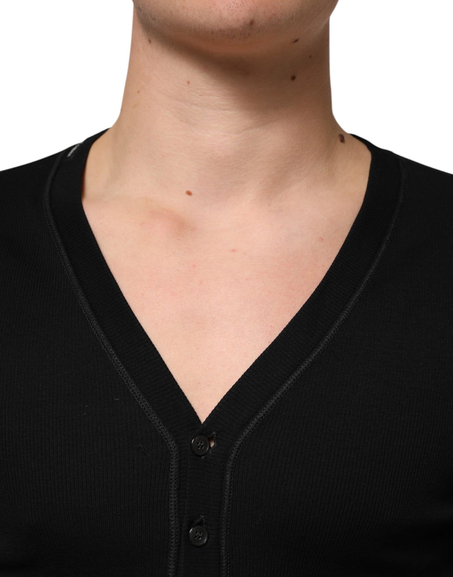 Dolce & Gabbana Schwarzer Baumwoll-Cardigan mit Knopfleiste für Männer