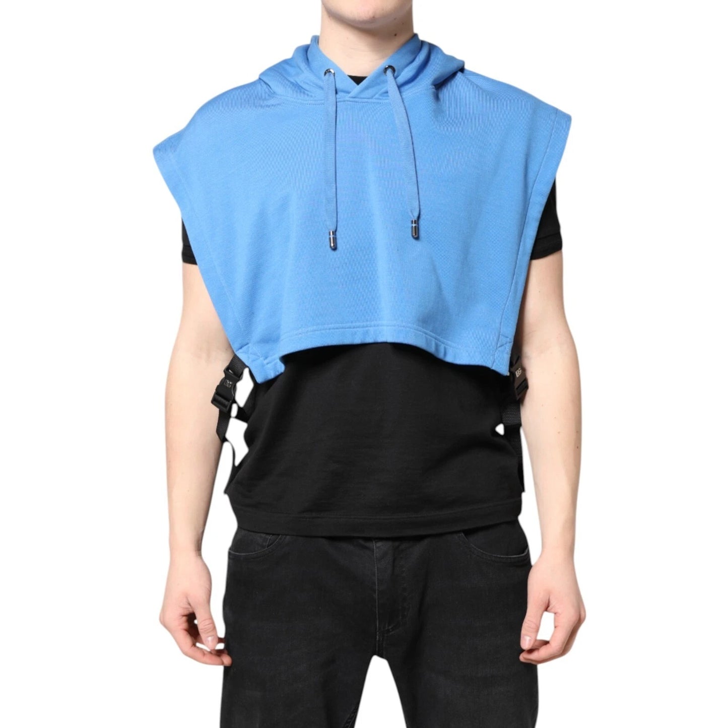 Dolce & Gabbana Blaue Baumwolle mit Kapuze Männer Sportswear Einheitsgröße Weste