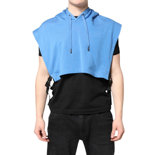 Dolce & Gabbana Blaue Baumwolle mit Kapuze Männer Sportswear Einheitsgröße Weste