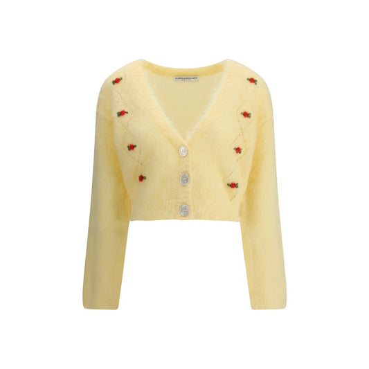 Alessandra Rich Gelber Mohair-Cardigan