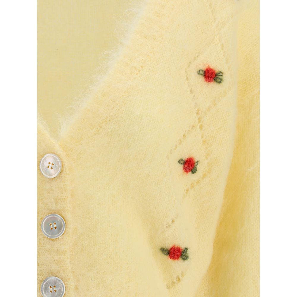 Alessandra Rich Gelber Mohair-Cardigan