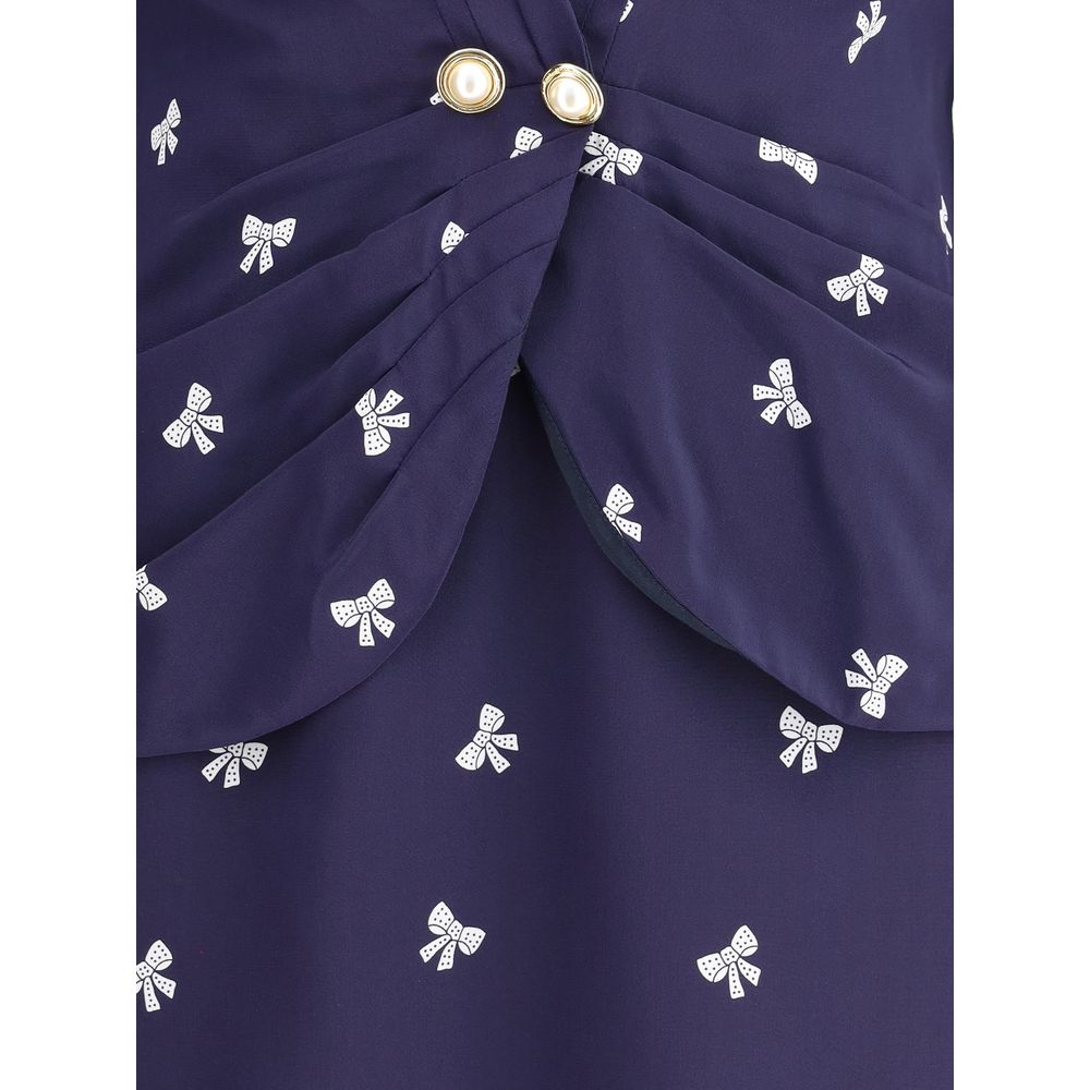 Alessandra Rich Blaues Seidenkleid für den Alltag