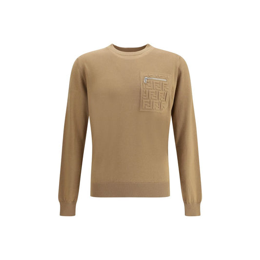 Fendi Beiger Fleece-Wollpullover