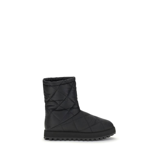 Dolce & Gabbana Flache Stiefel aus schwarzem Polyamid