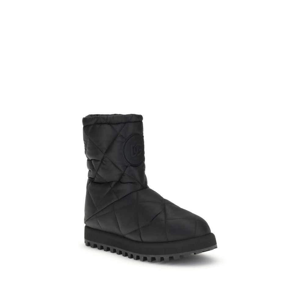 Dolce & Gabbana Flache Stiefel aus schwarzem Polyamid