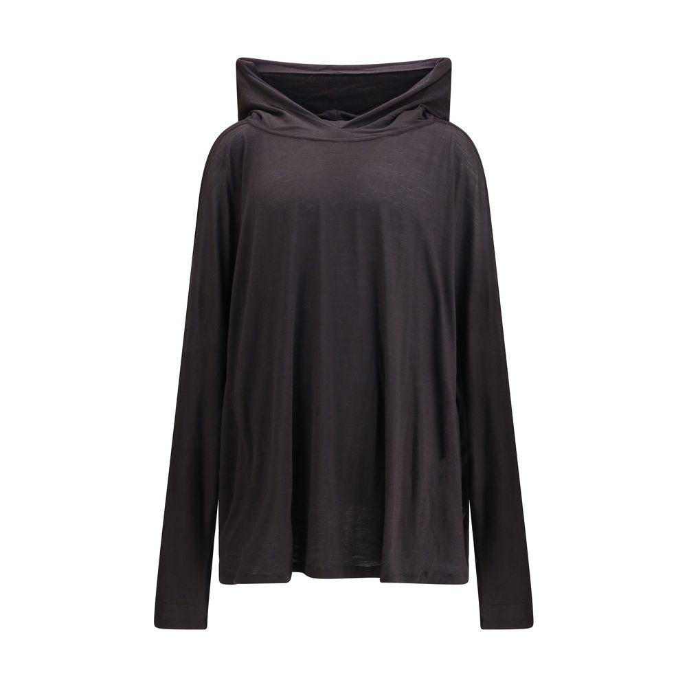 Rick Owens Schwarzes Woll-T-Shirt aus Fleece