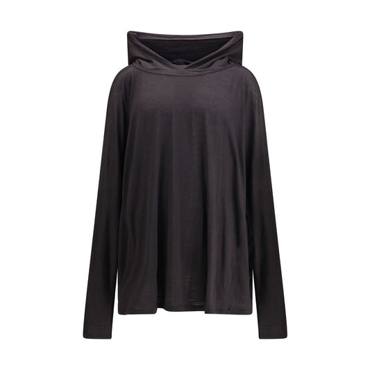 Rick Owens Schwarzes Woll-T-Shirt aus Fleece