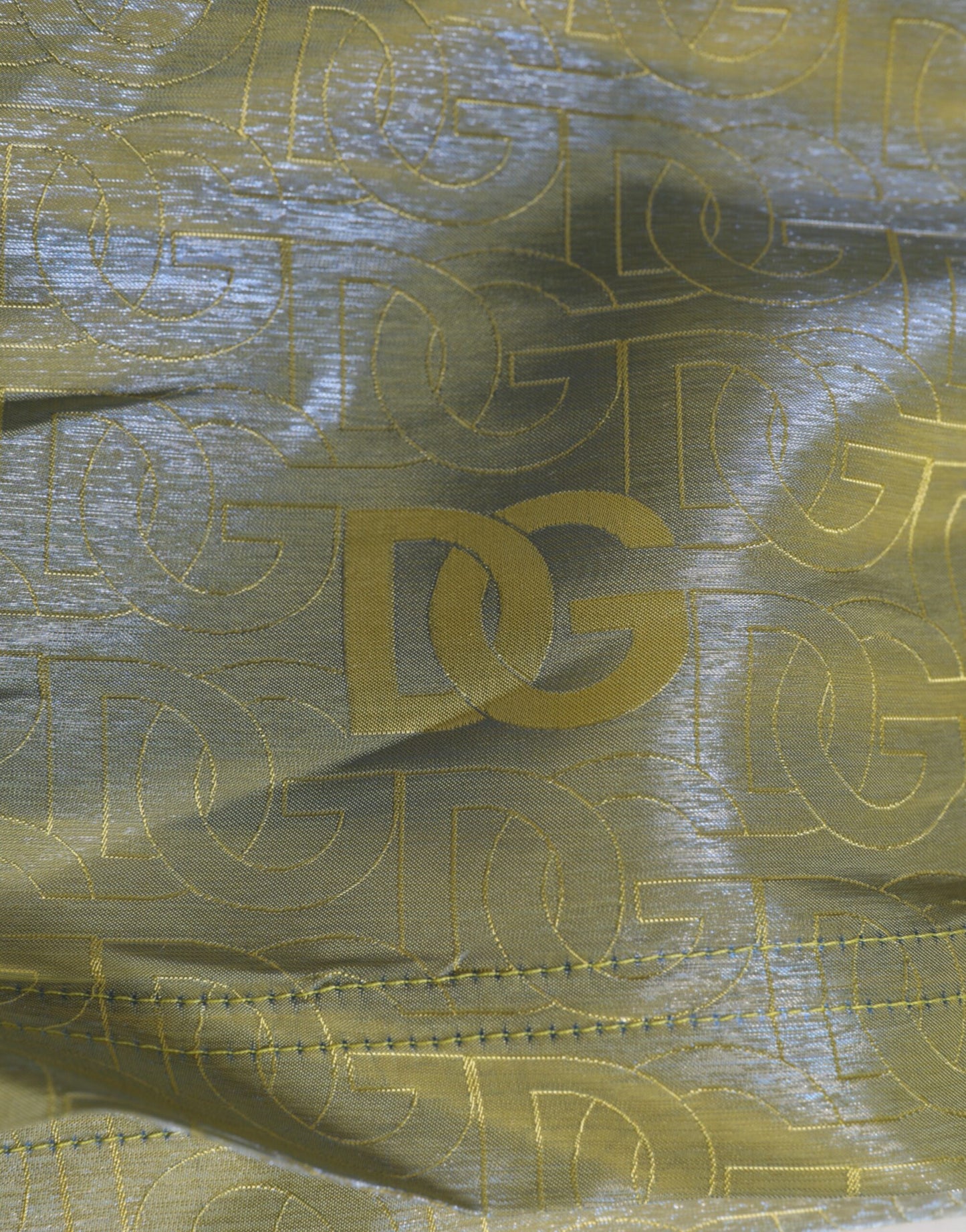 Dolce & Gabbana Grüner Polyester Metallic-Logo-Druck Herren-Badebekleidung