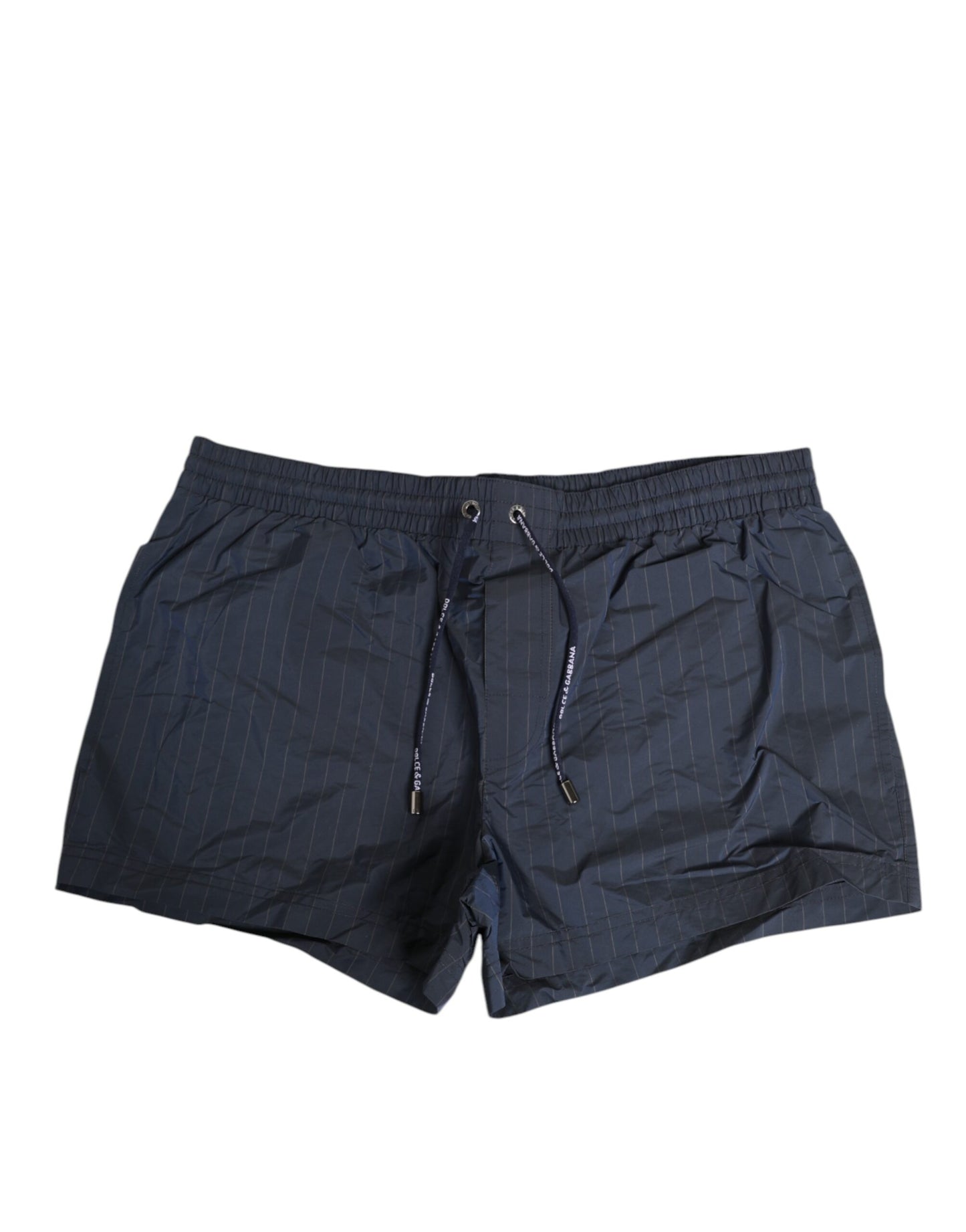 Dolce & Gabbana Marineblaue Polyester-Nylon-Nadelstreifen Herren-Badebekleidung