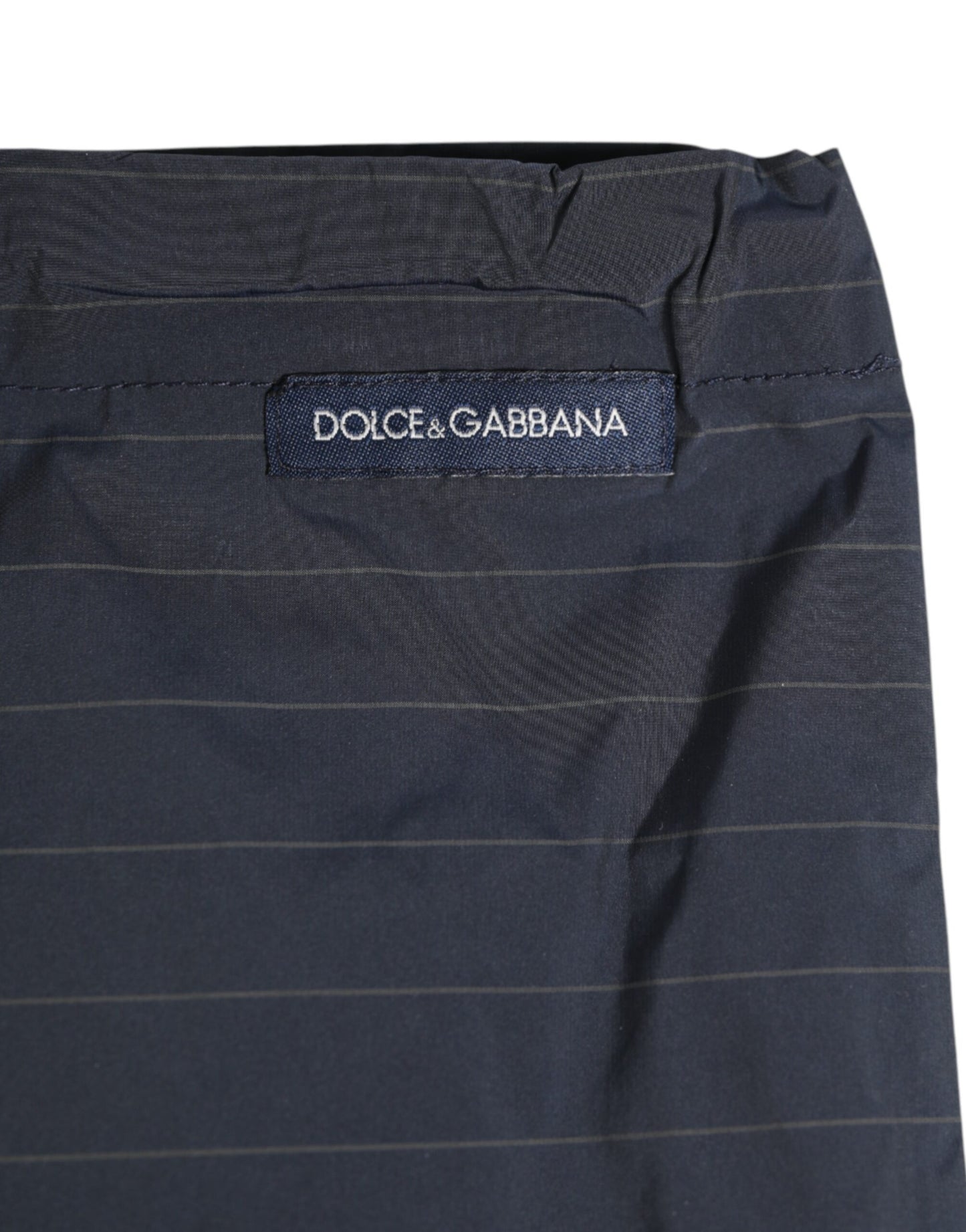Dolce & Gabbana Marineblaue Polyester Nadelstreifen Herren Shorts Bademode