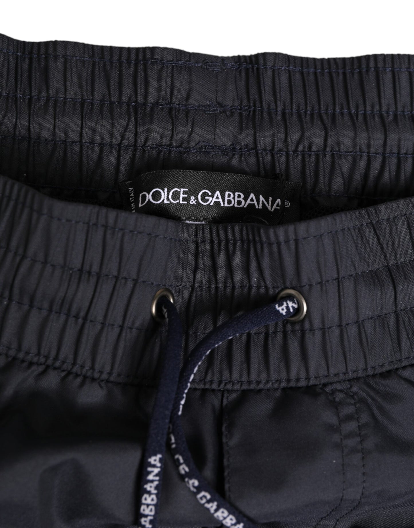 Dolce & Gabbana Schwarz Weiß Polyester Logo Elastischer Bund Badehose