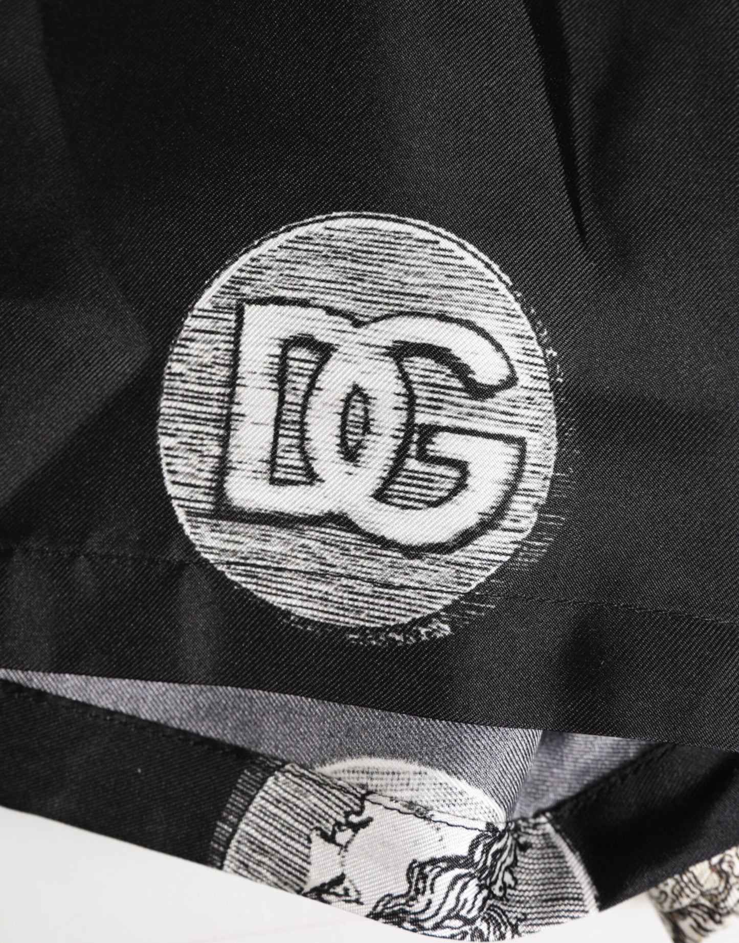 Dolce & Gabbana Black Silk Ancient Coin Print Boxer Short Badehose