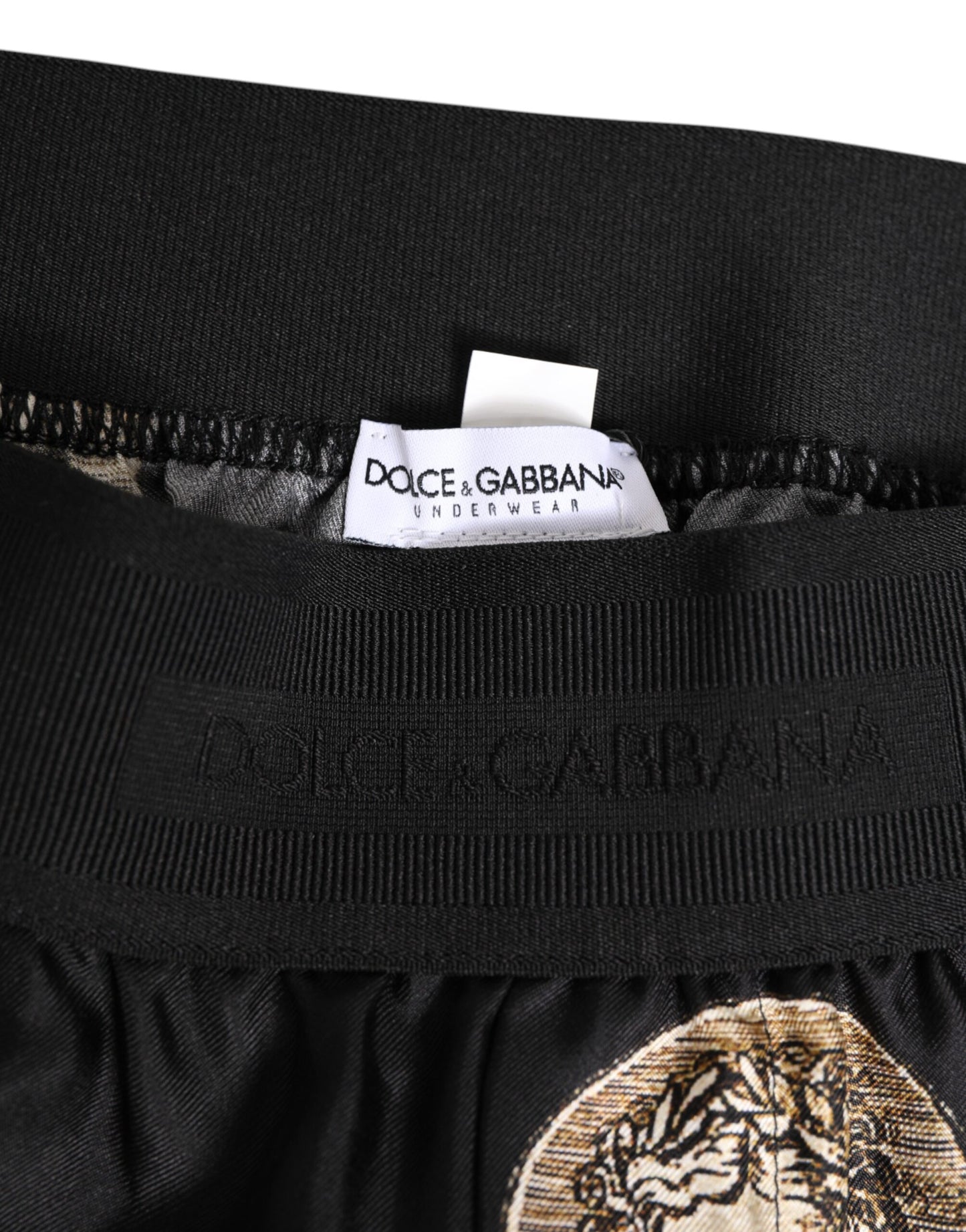 Dolce & Gabbana Black Silk Ancient Coin Print Boxer Short Badehose