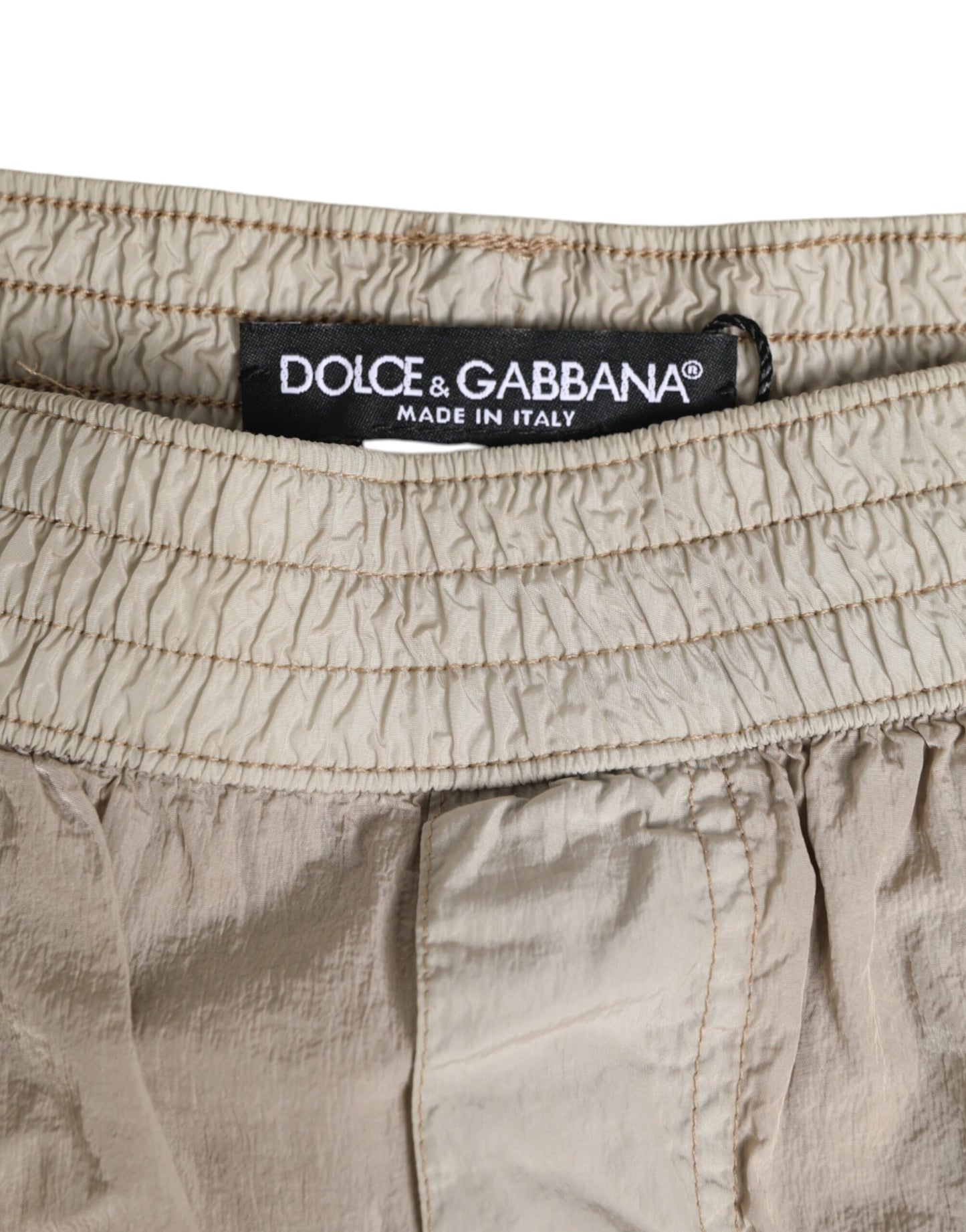 Dolce & Gabbana Beige Nylon Beachwear Männer Boxer Short Bademode