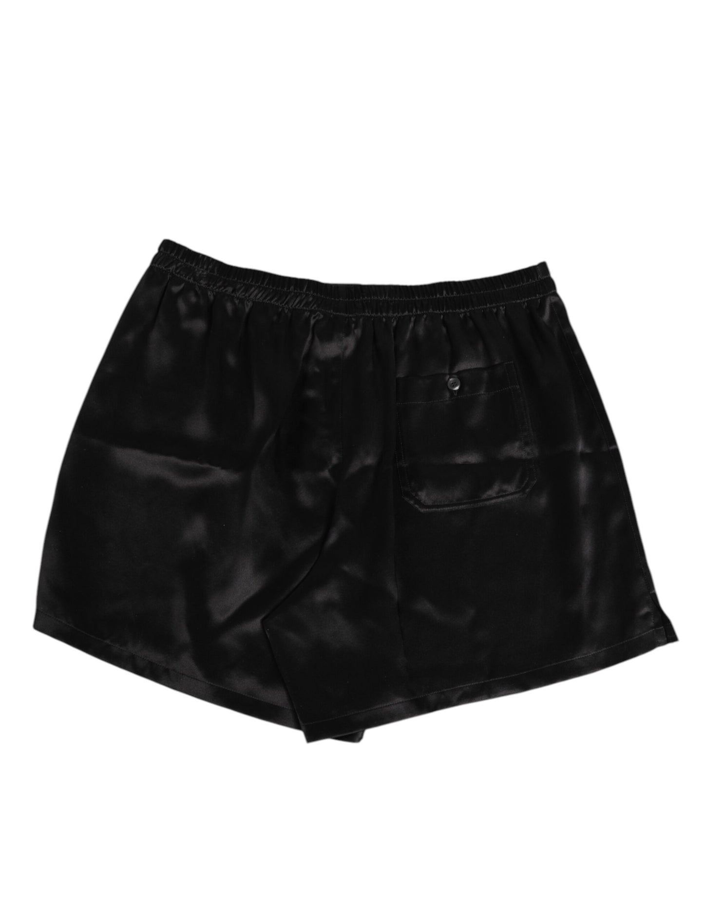 Dolce & Gabbana Schwarze Seide Satin Elastische Herren Boxer Short Badehose