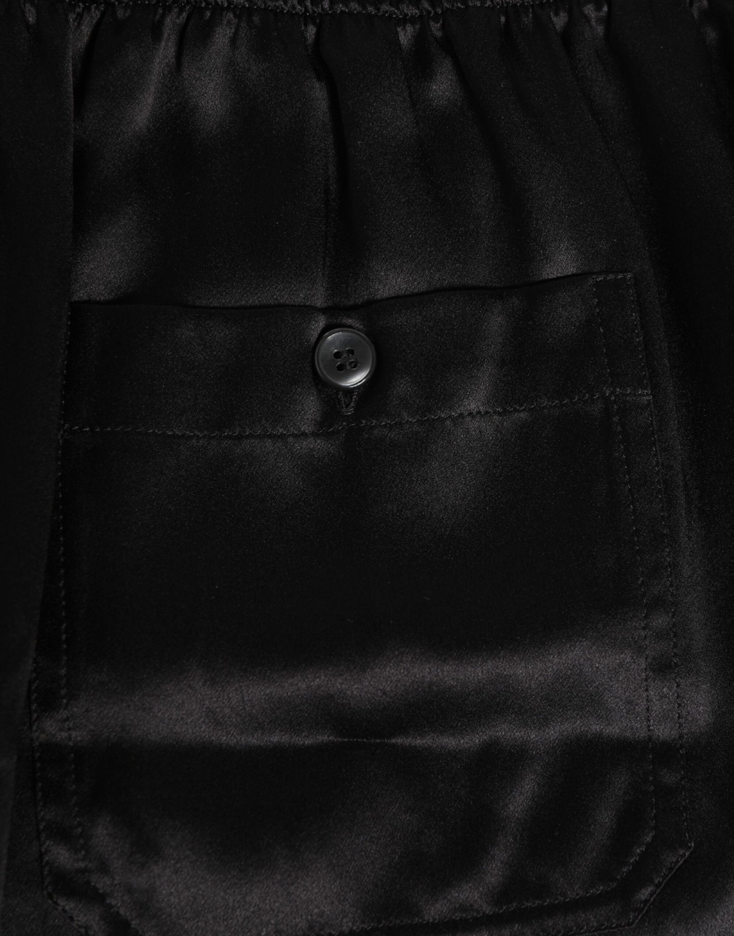 Dolce & Gabbana Schwarze Seide Satin Elastische Herren Boxer Short Badehose