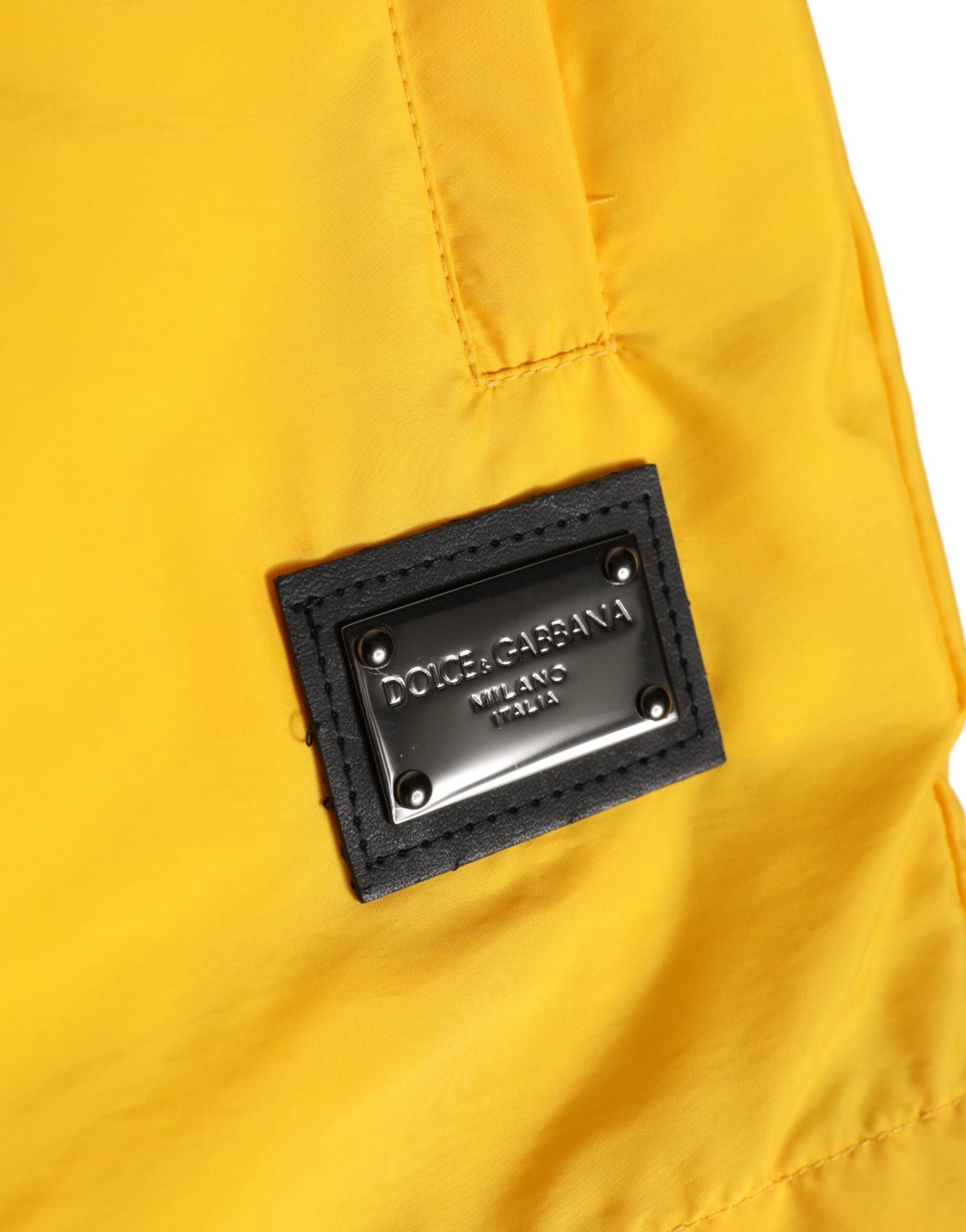 Dolce & Gabbana Gelbe Nylon Logo Plaque Boxershorts Badehose