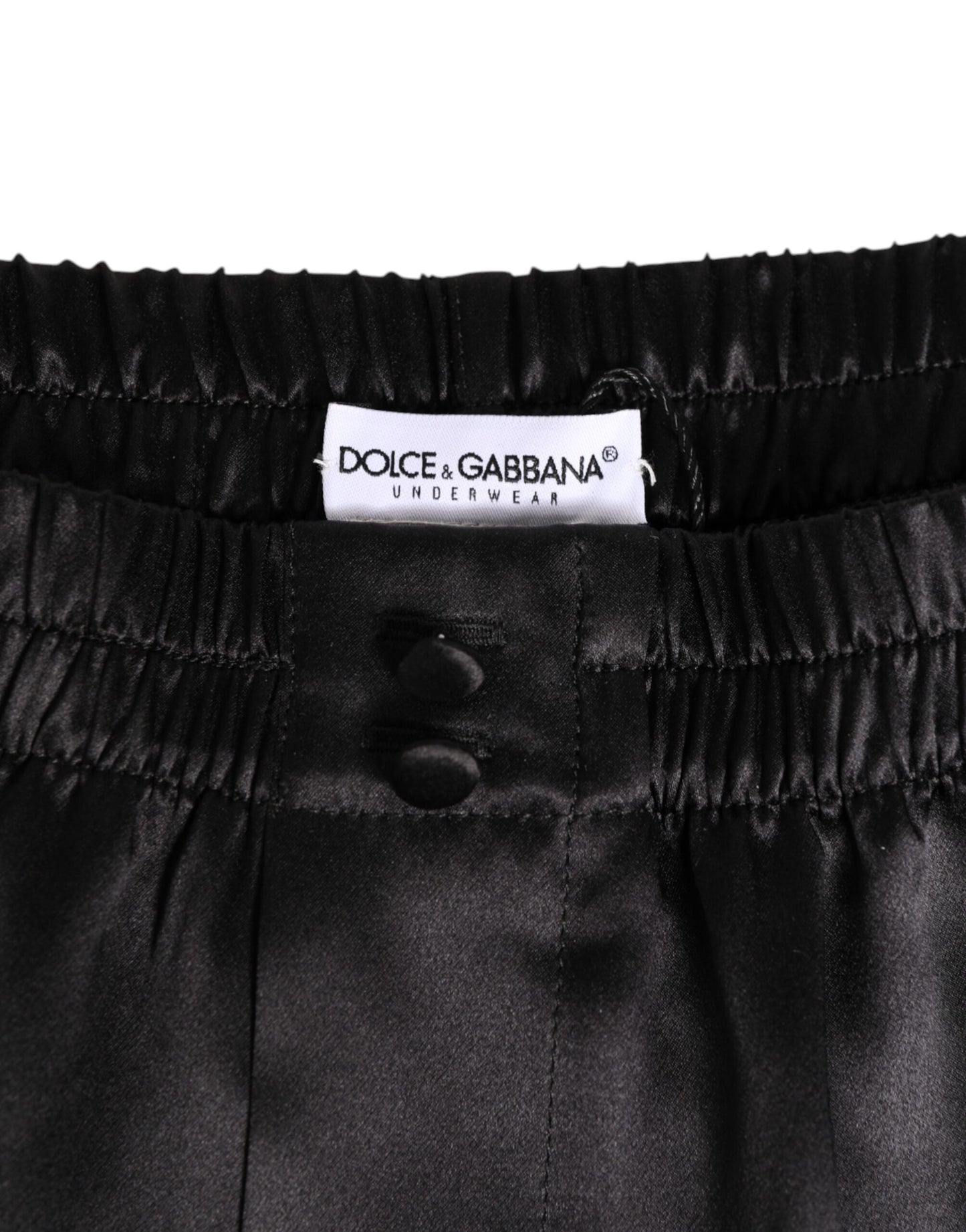 Dolce & Gabbana Schwarze Seide Satin Elastische Herren Boxer Short Badehose