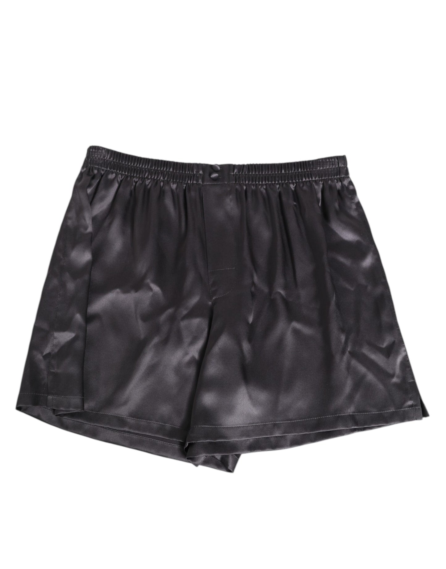 Dolce & Gabbana Schwarzer Satin Seide Elastische Herren Boxer Short Badebekleidung