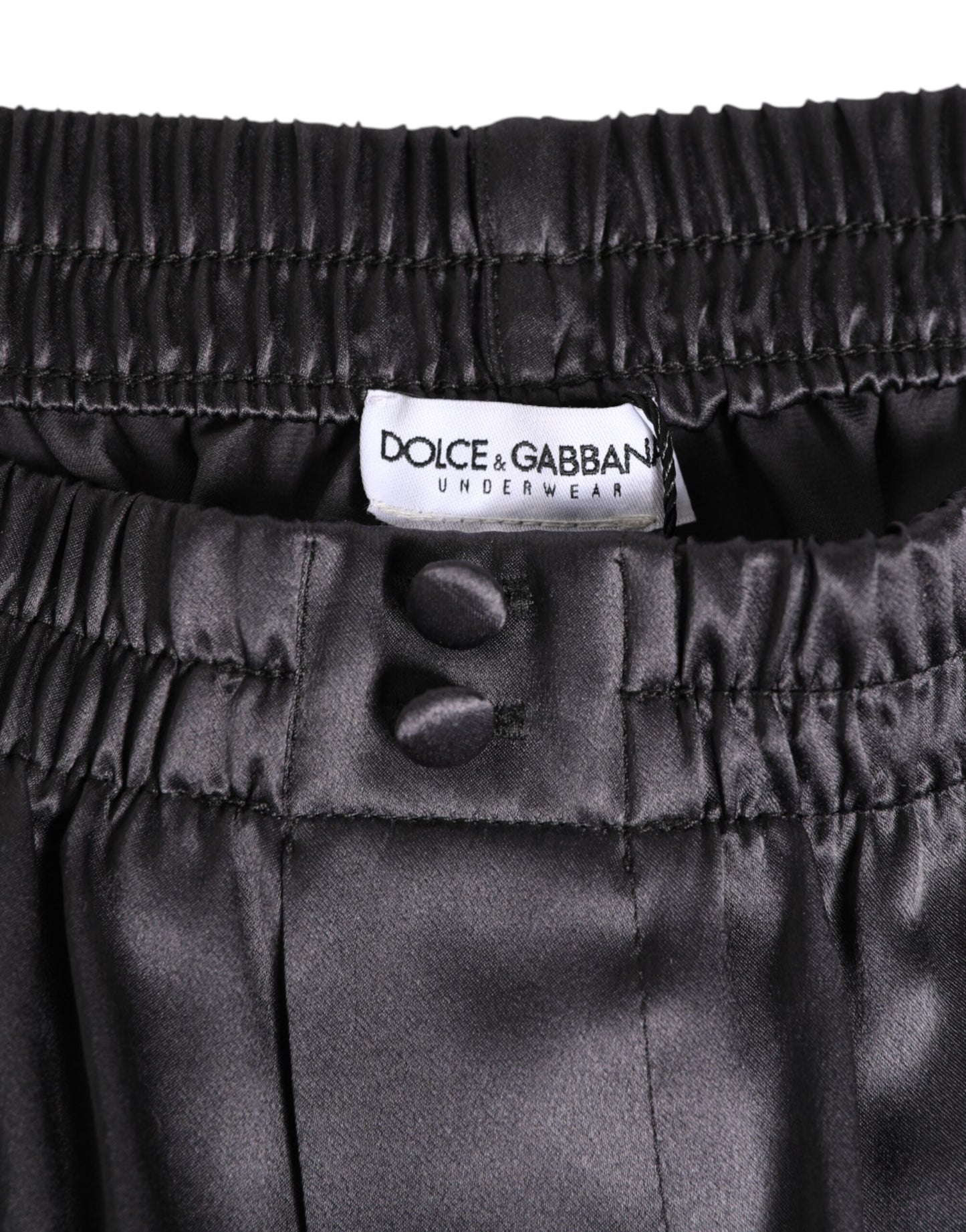 Dolce & Gabbana Schwarzer Satin Seide Elastische Herren Boxer Short Badebekleidung