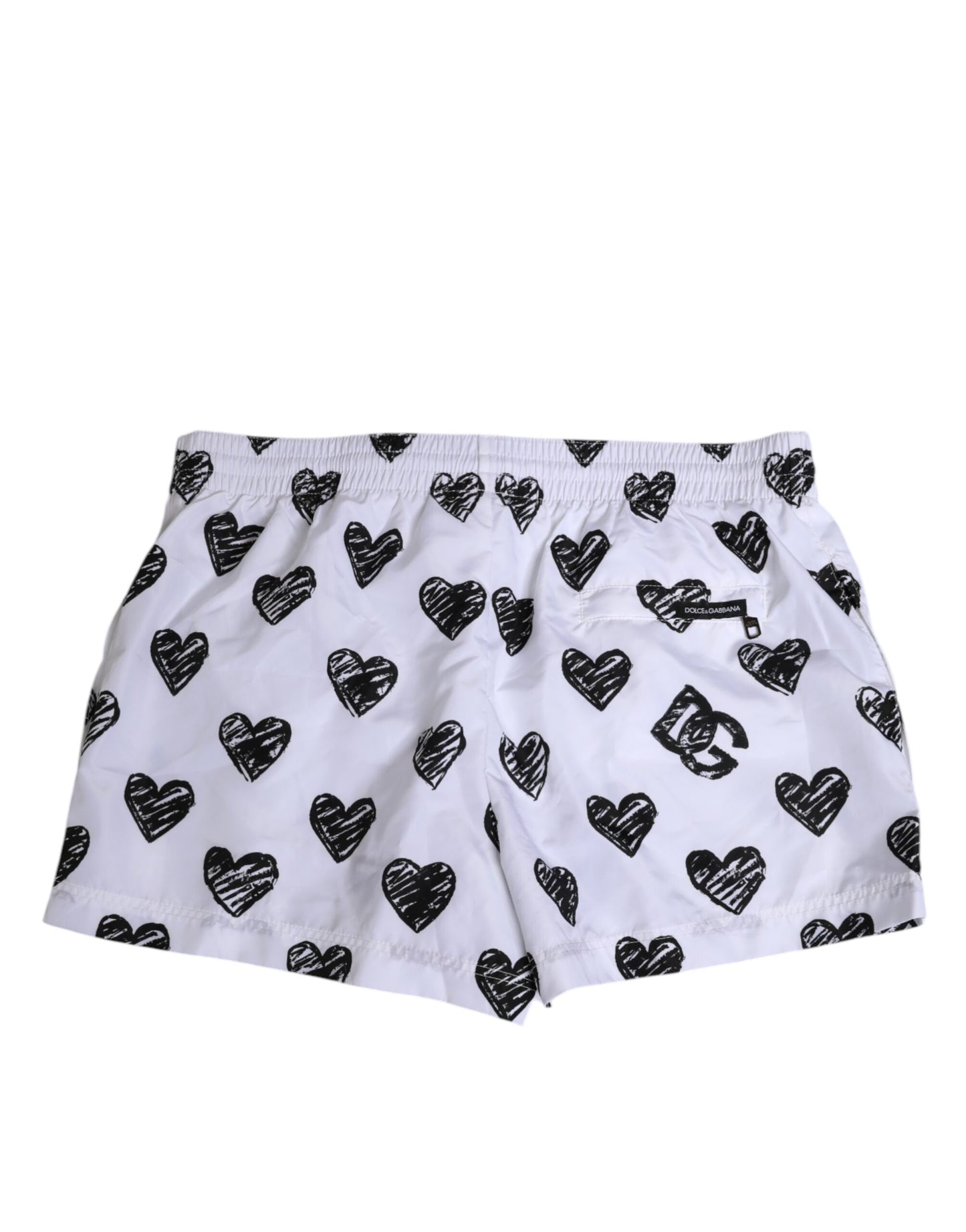 Dolce & Gabbana Weiß Schwarz Herz Print Männer Boxer Short Badebekleidung