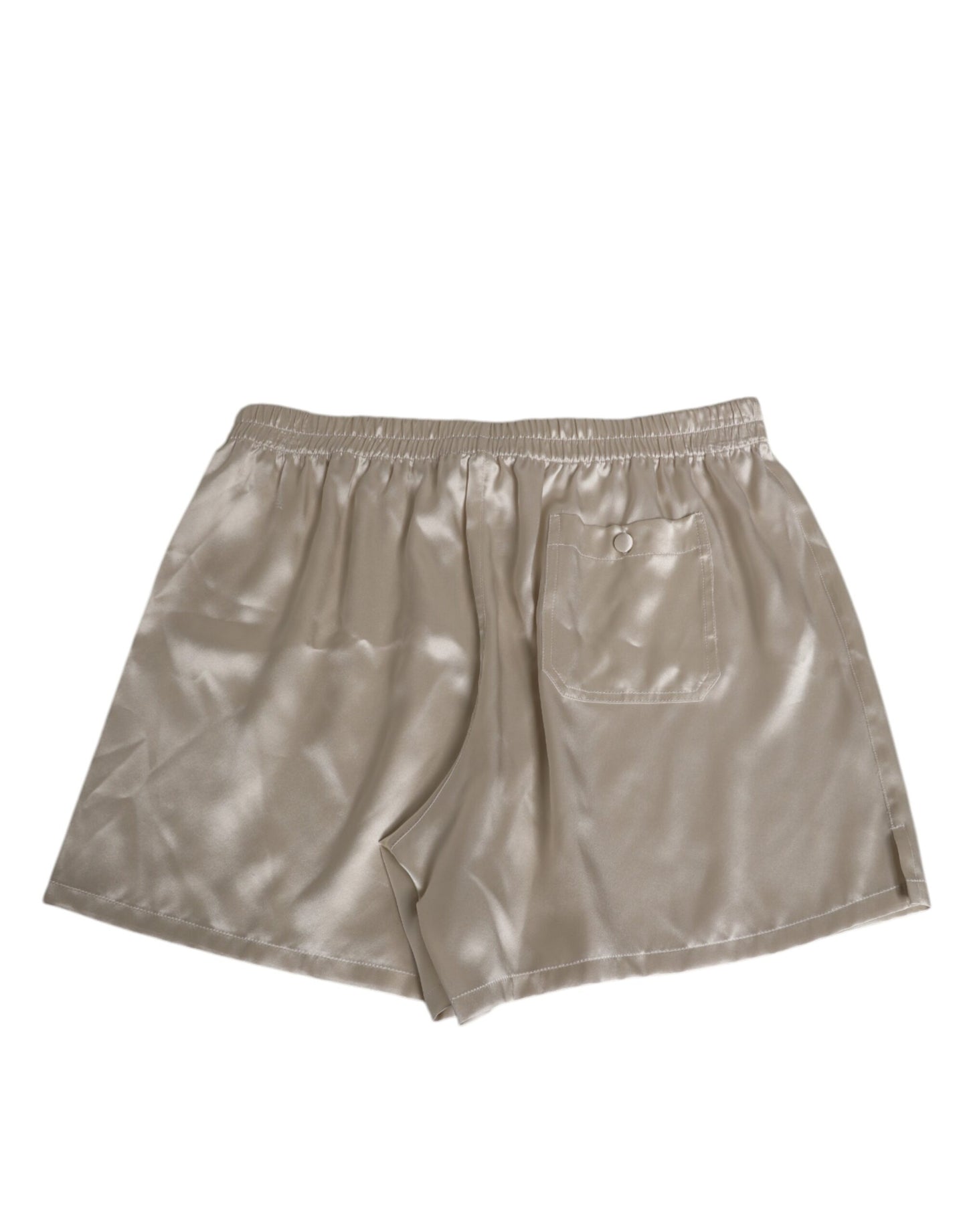 Dolce & Gabbana Beige Seide Satin Elastische Herren Boxer Short Badebekleidung
