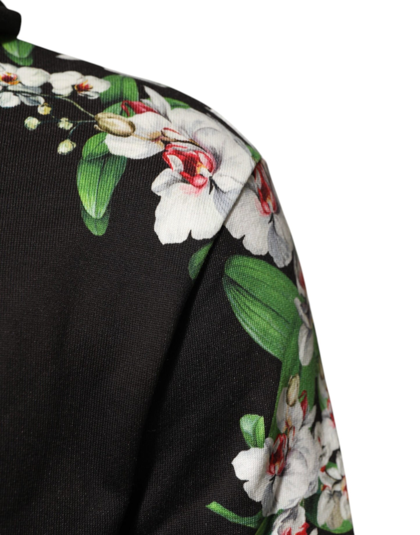 Dolce & Gabbana KING Kapuzenpullover mit Blumenkrone und schwarzer Orchidee