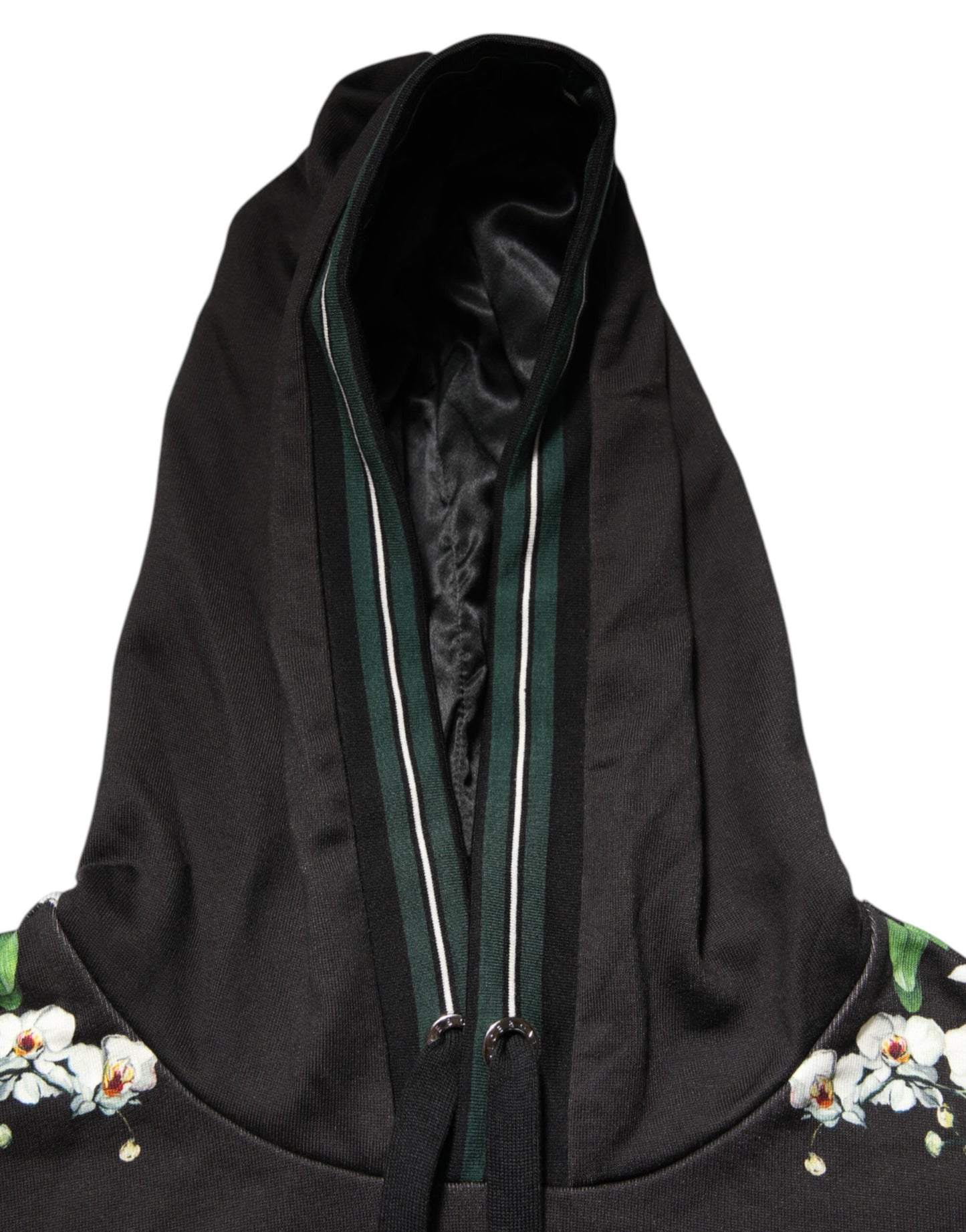 Dolce & Gabbana KING Kapuzenpullover mit Blumenkrone und schwarzer Orchidee