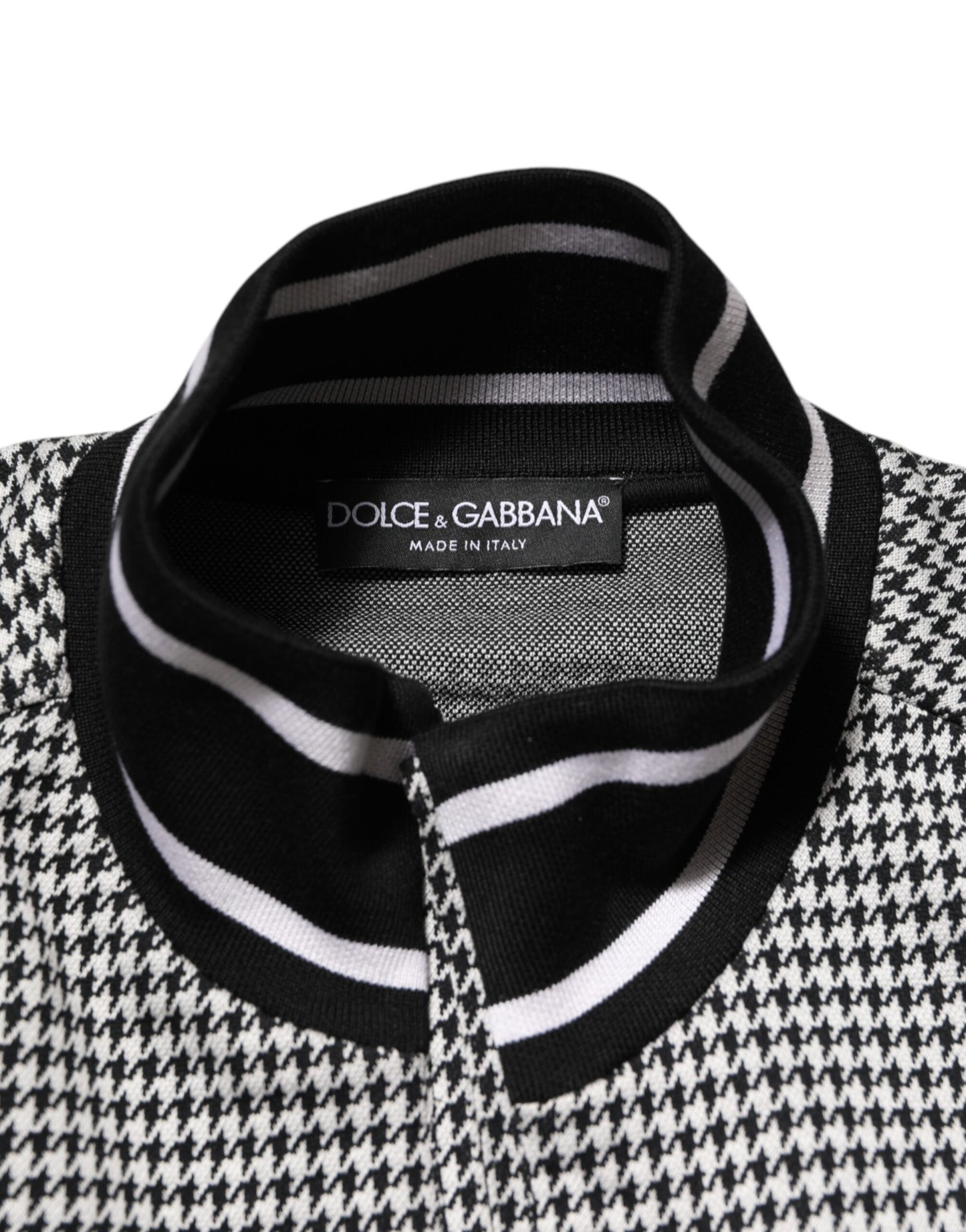 Dolce & Gabbana Schwarz-Weiß Hahnentritt-Wollwappenjacke Pullover