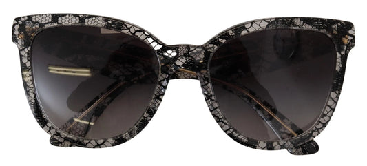 Dolce & Gabbana DG4190 Schwarze Spitze Acetat Kristall Runde Sonnenbrille