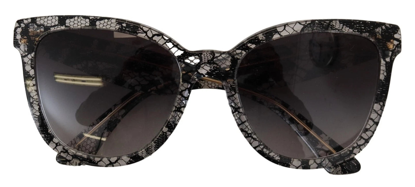 Dolce & Gabbana DG4190 Schwarze Spitze Acetat Kristall Runde Sonnenbrille