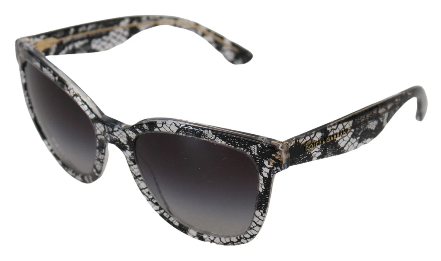 Dolce & Gabbana DG4190 Schwarze Spitze Acetat Kristall Runde Sonnenbrille