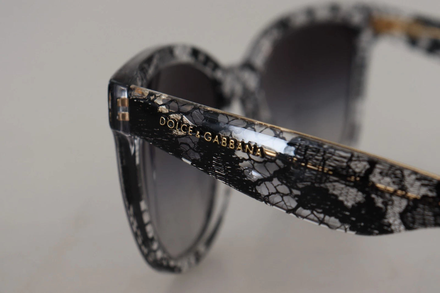 Dolce & Gabbana DG4190 Schwarze Spitze Acetat Kristall Runde Sonnenbrille