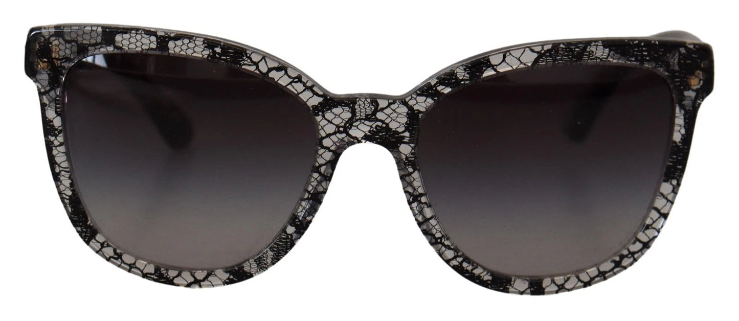 Dolce & Gabbana DG4190 Schwarze Spitze Acetat Kristall Runde Sonnenbrille