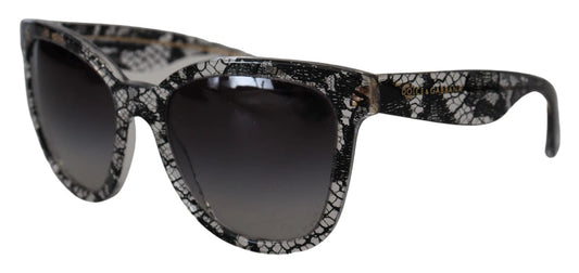 Dolce & Gabbana DG4190 Schwarze Spitze Acetat Kristall Runde Sonnenbrille