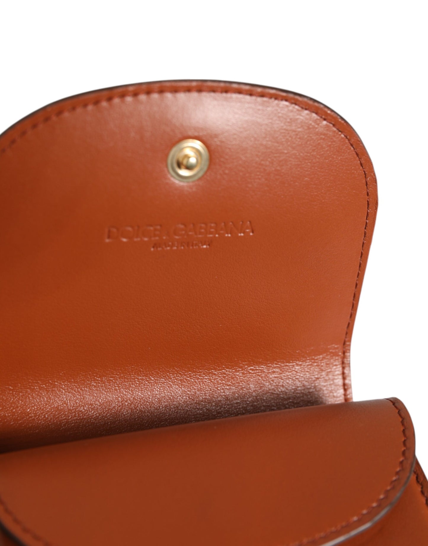 Dolce & Gabbana Braunes Kalbsleder mit Leopardenmuster Kleines Portemonnaie