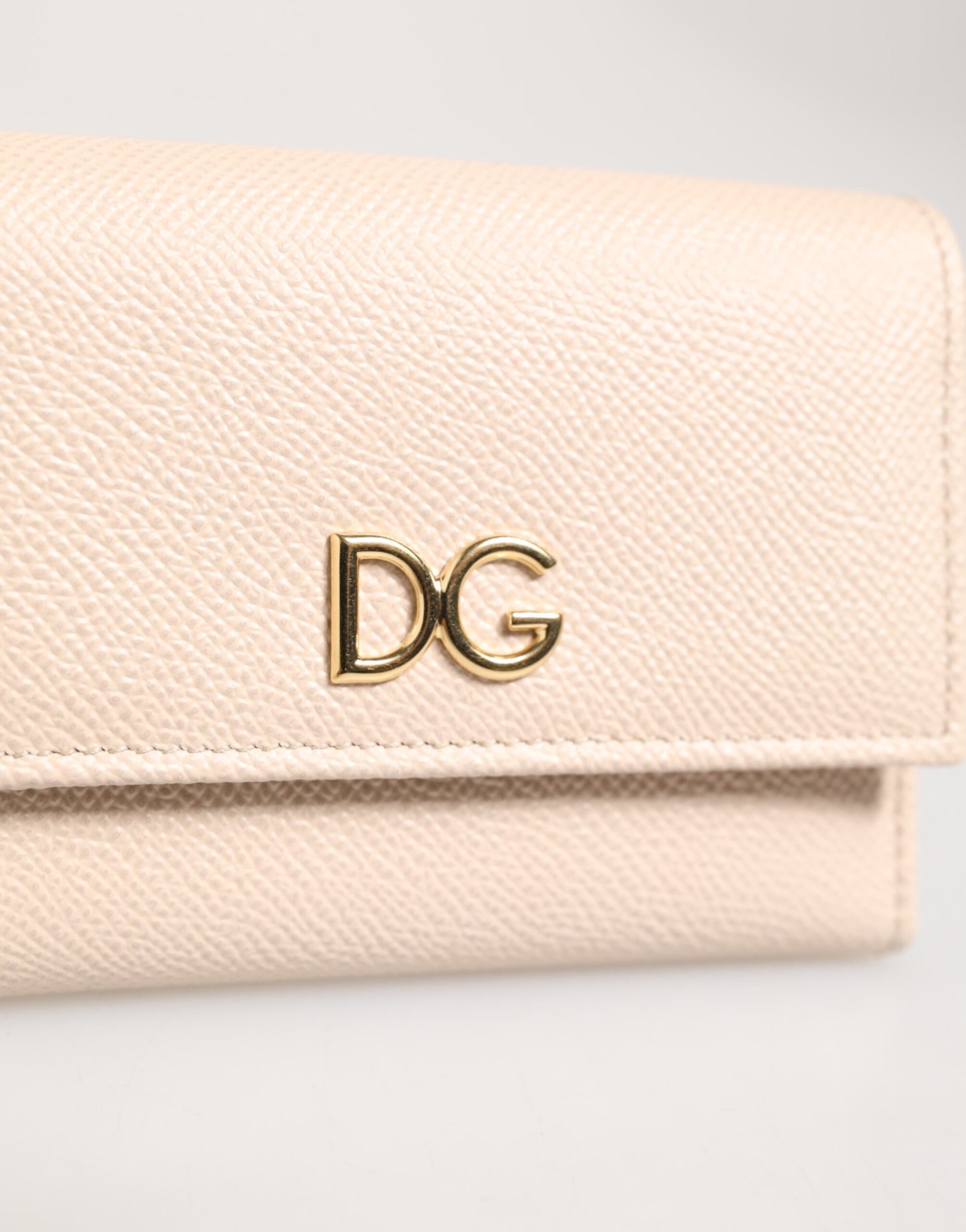Dolce & Gabbana Hellrosa Kalbsleder DG Logo French Flap Wallet