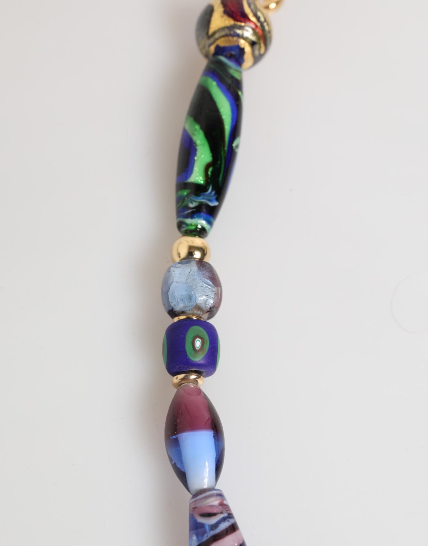 Dolce & Gabbana Multicolor Muranoglasperlen Gold Messing Kette Schmuck Halskette