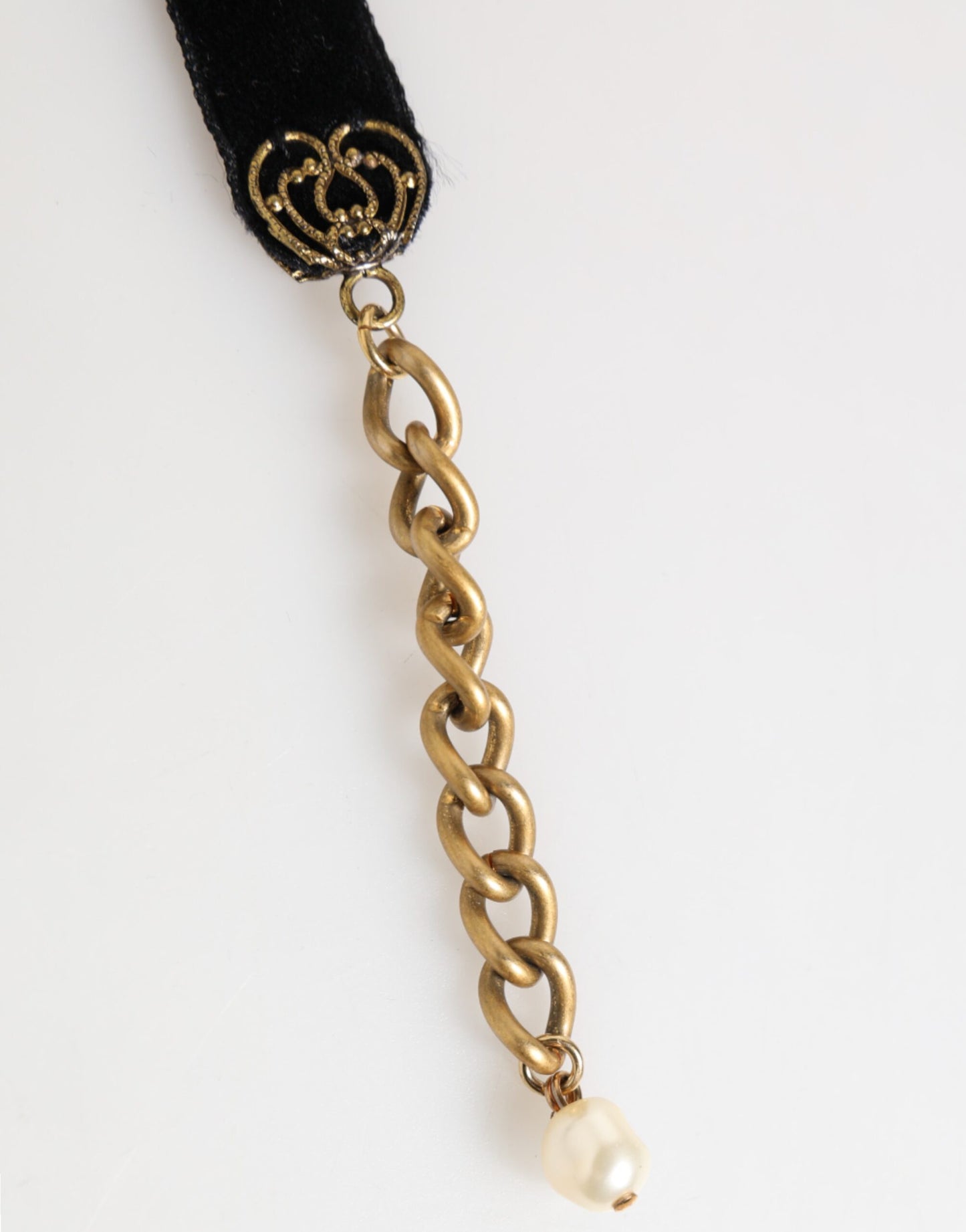 Dolce & Gabbana Blaue Blumenapplikation Samt Choker Kristallperlen Halskette