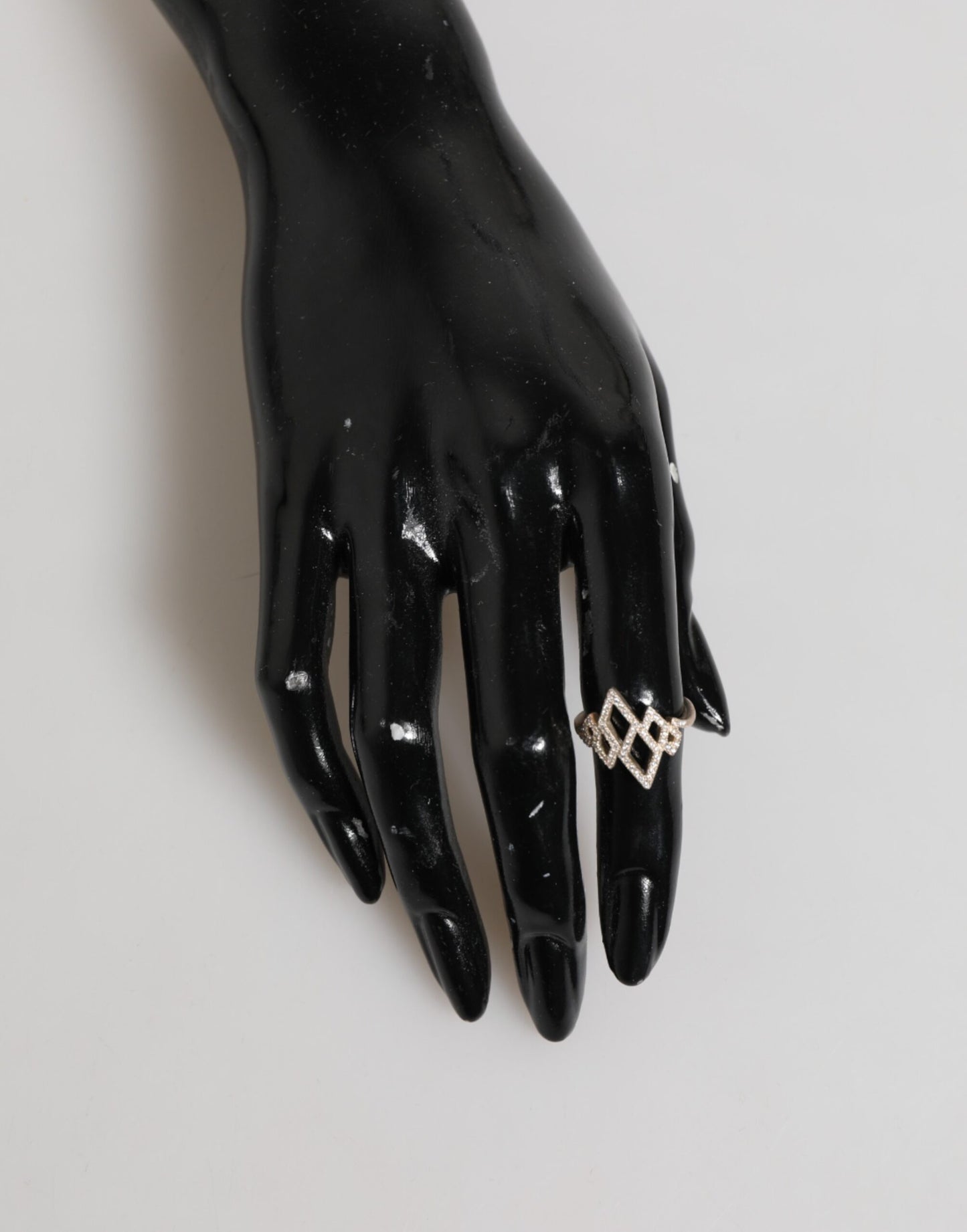 Nialaya Geometrischer Diamant Form Pave CZ Kristallschmuck Ring