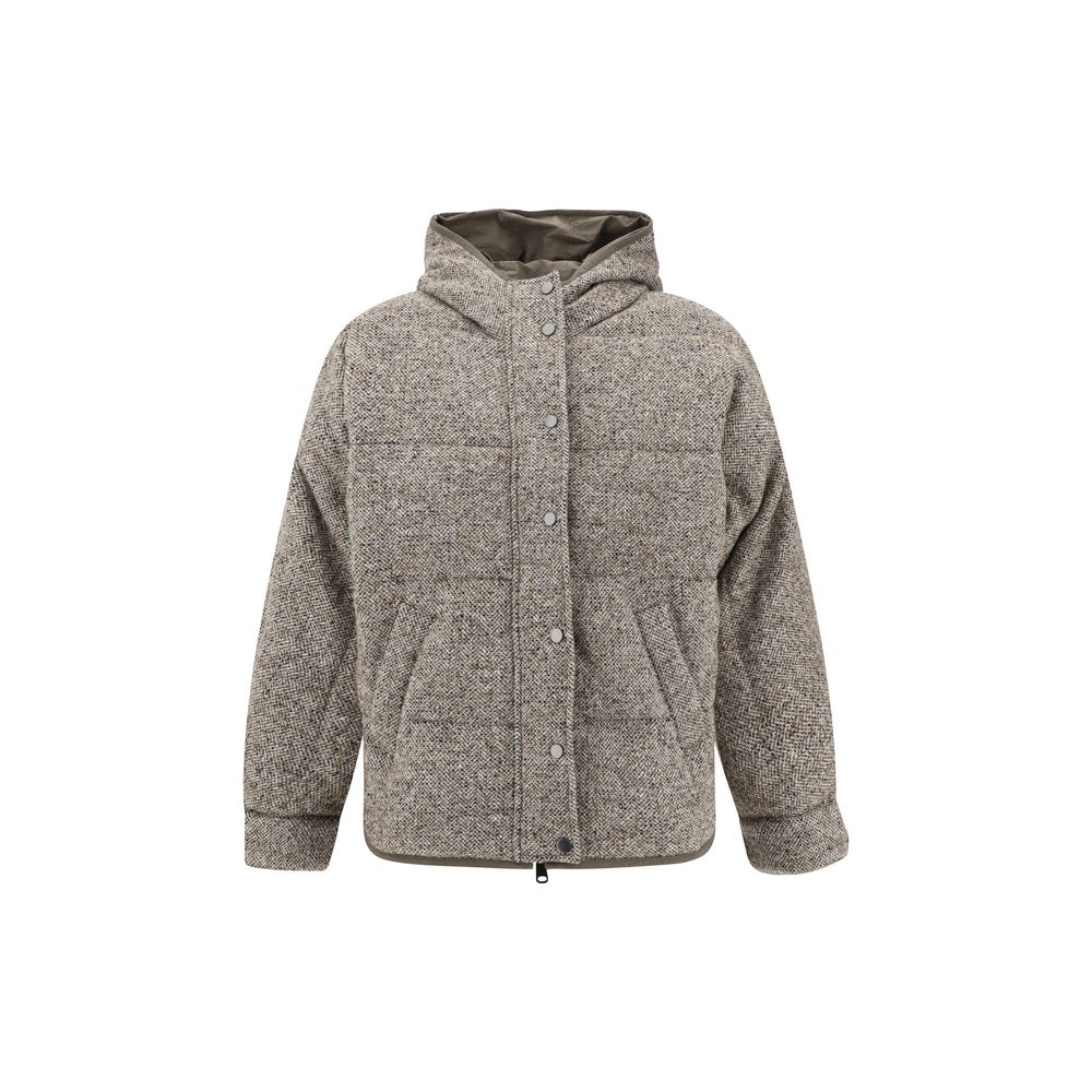 Brunello Cucinelli Brauner Wollmantel aus Fleece