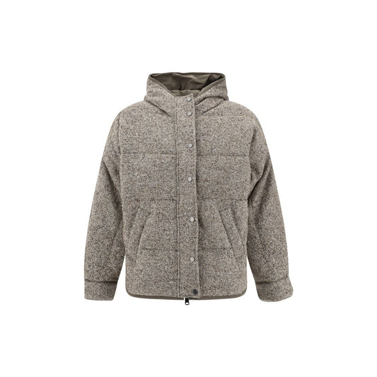 Brunello Cucinelli Brauner Wollmantel aus Fleece