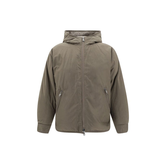 Brunello Cucinelli Brauner Wollmantel aus Fleece