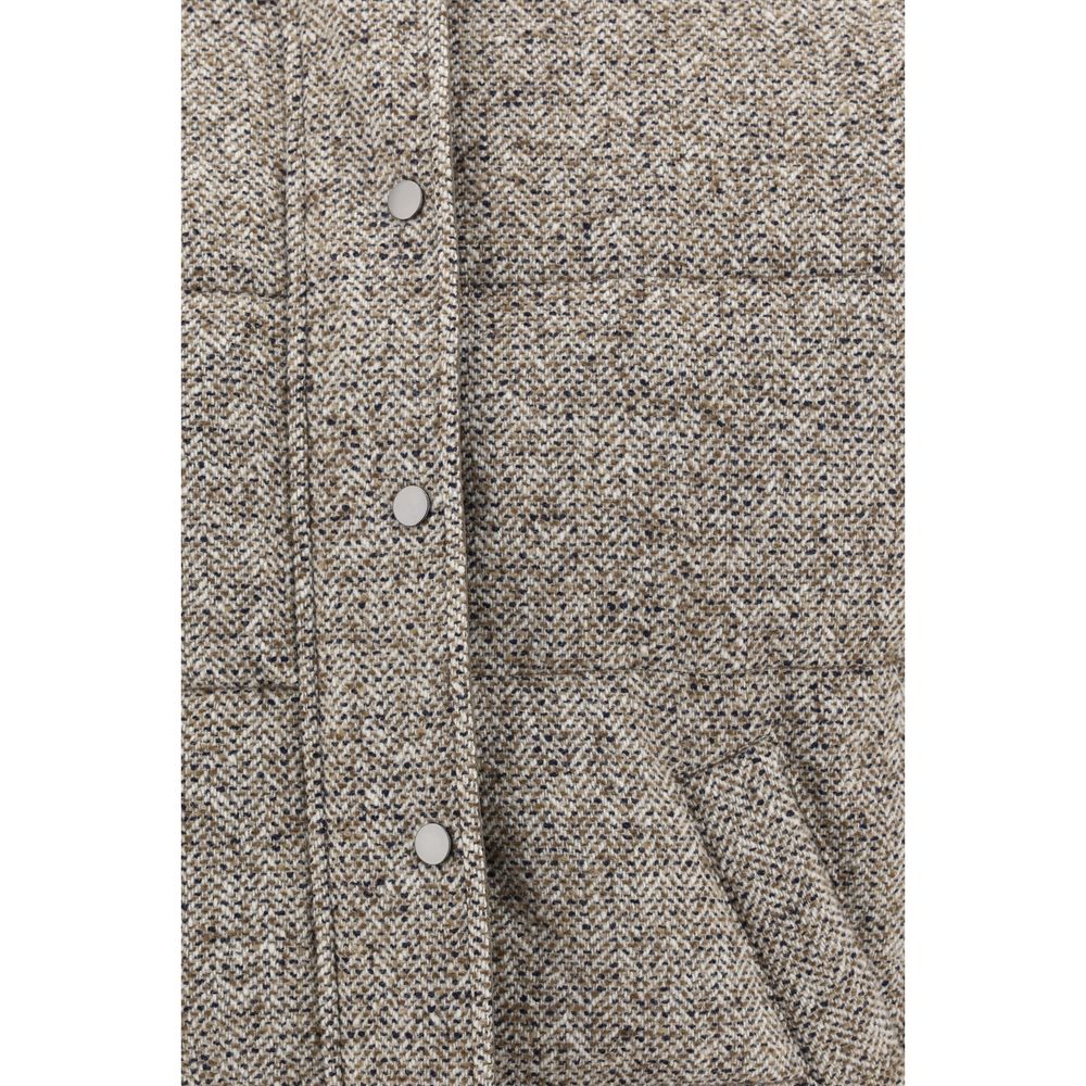 Brunello Cucinelli Brauner Wollmantel aus Fleece