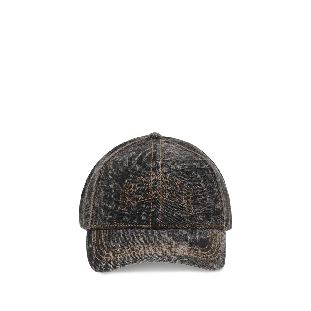 Ganni Graue Baumwollkappe (Baseballmütze)