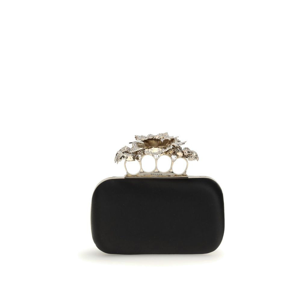 Alexander McQueen Seidene Clutch Tasche in Schwarz