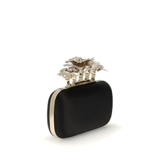 Alexander McQueen Seidene Clutch Tasche in Schwarz